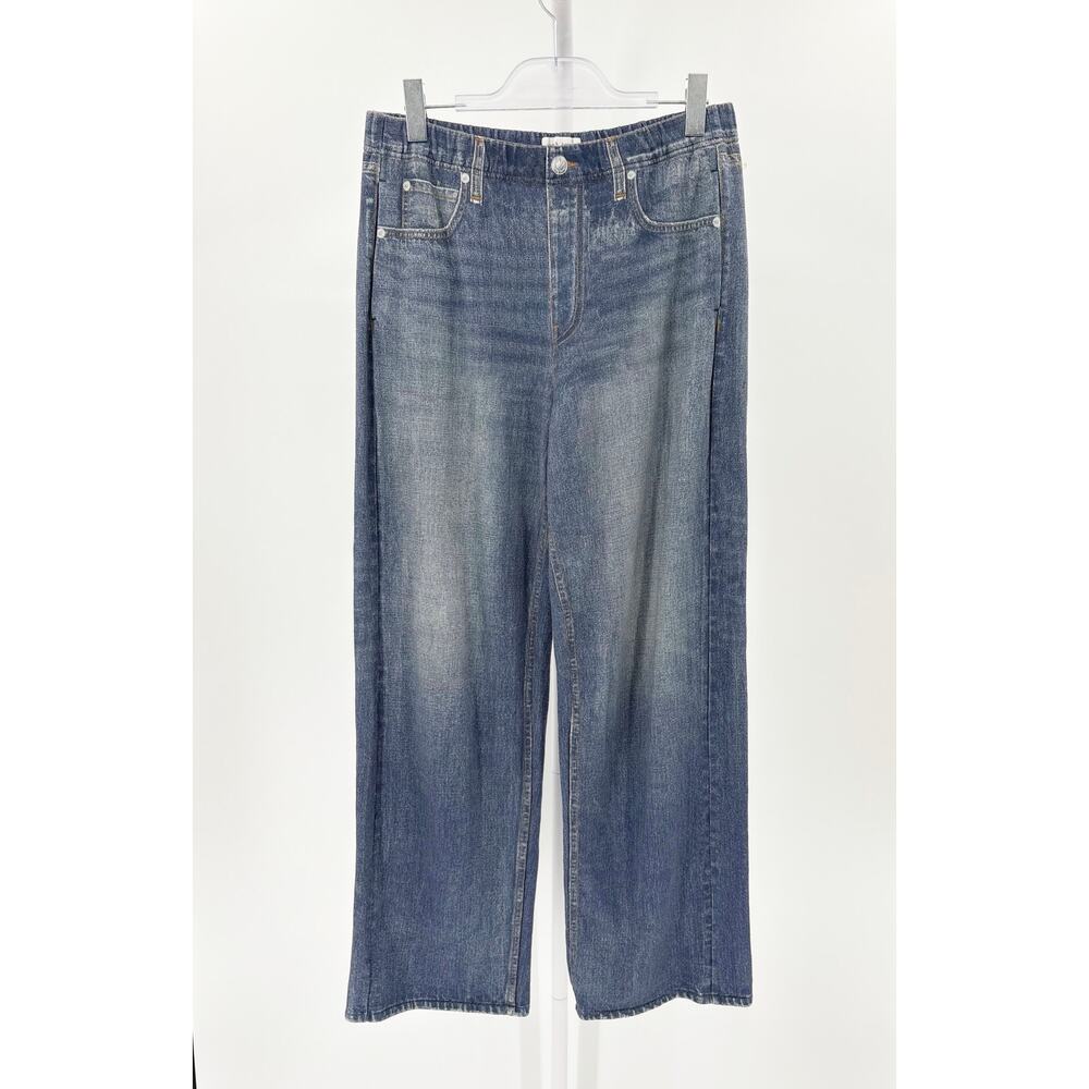 Rag & Bone Miramar Cotton Terry Wide Leg Jeans Faux Denim Illusion Pants Large - Picture 6 of 6